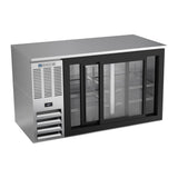 Beverage Air BB58HC-GS-S 58" two sliding glass doors back bar cooler, with the doors open showing the interior