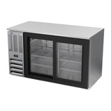 Beverage Air BB58HC-GS-S 58" two sliding glass doors back bar cooler, side angle view, doors closed