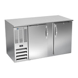 Beverage Air BB58HC-S 58" two solid doors back bar cooler, front view, doors closed