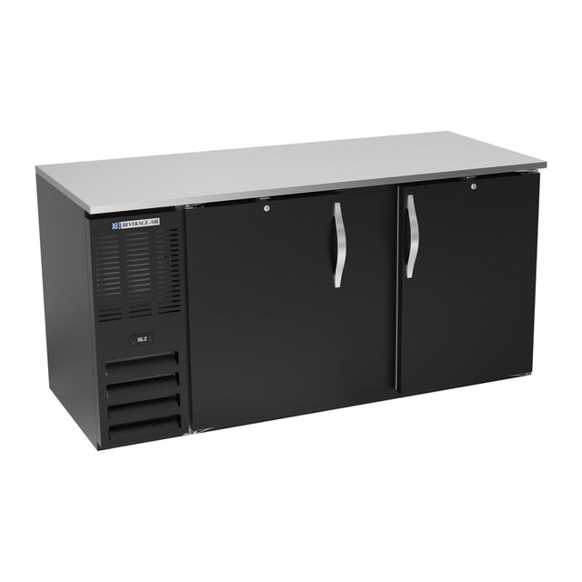 Beverage Air BB68HC-B 68" two solid doors back bar cooler, front view, doors closed