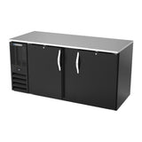 Beverage Air BB68HC-B 68" two solid doors back bar cooler, side angle view, doors closed