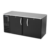 Beverage Air BB68HC-F-B 68" two solid doors back bar cooler, side angle view, doors closed
