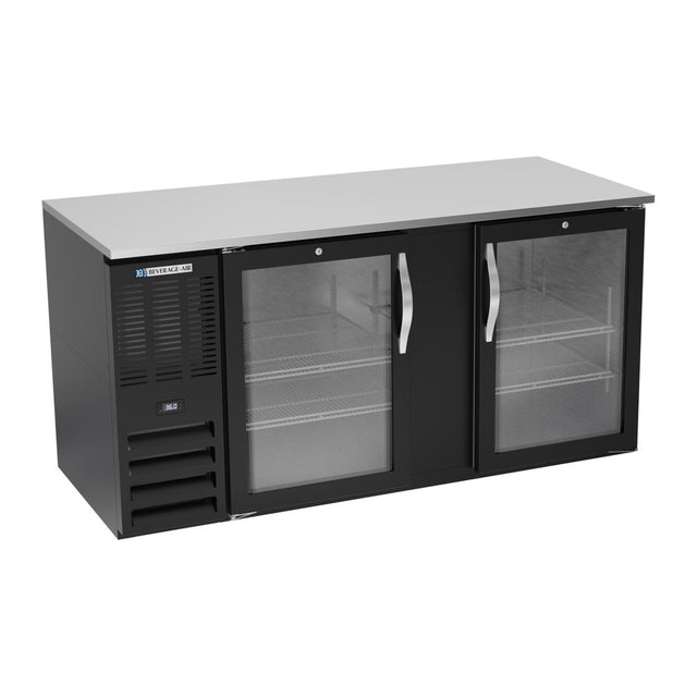 Beverage Air BB68HC-FG-B 68" two glass doors back bar cooler, front view, doors closed