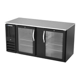 Beverage Air BB68HC-FG-B 68" two glass doors back bar cooler, side angle view, doors closed