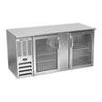 Beverage Air BB68HC-G-S 68" two glass doors back bar cooler, front view, doors closed