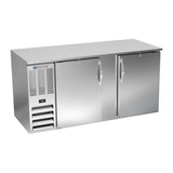 Beverage Air BB68HC-S 68" two solid doors back bar cooler, front view, doors closed