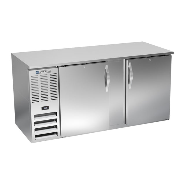 Beverage Air BB68HC-S 68" two solid doors back bar cooler, front view, doors closed