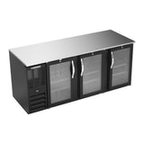 Beverage Air BB78HC-G-B 78" three glass doors back bar cooler, front view, doors closed