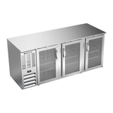 Beverage Air BB78HC-G-S 78" three glass doors back bar cooler, front view, doors closed