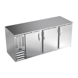 Beverage Air BB78HC-S 78" three solid doors back bar cooler, front view, doors closed