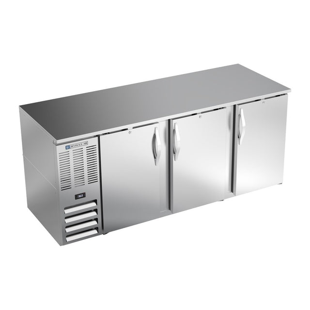Beverage Air BB78HC-S 78" three solid doors back bar cooler, front view, doors closed
