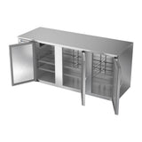 Beverage Air BB78HC-S 78" three solid doors back bar cooler, side angle view, doors closed