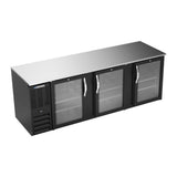 Beverage Air BB94HC-FG-B 94" three glass doors back bar cooler, front view, doors closed