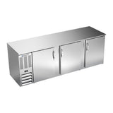 Beverage Air BB94HC-S 94" three solid doors back bar cooler, front view, doors closed