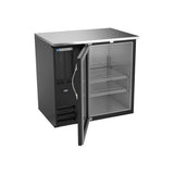 Beverage Air BBN36HC-FG-B 36" one glass door back bar cooler, with the door open showing the interior