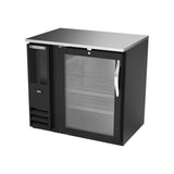 Beverage Air BBN36HC-FG-B 36" one glass door back bar cooler, side angle view, door closed
