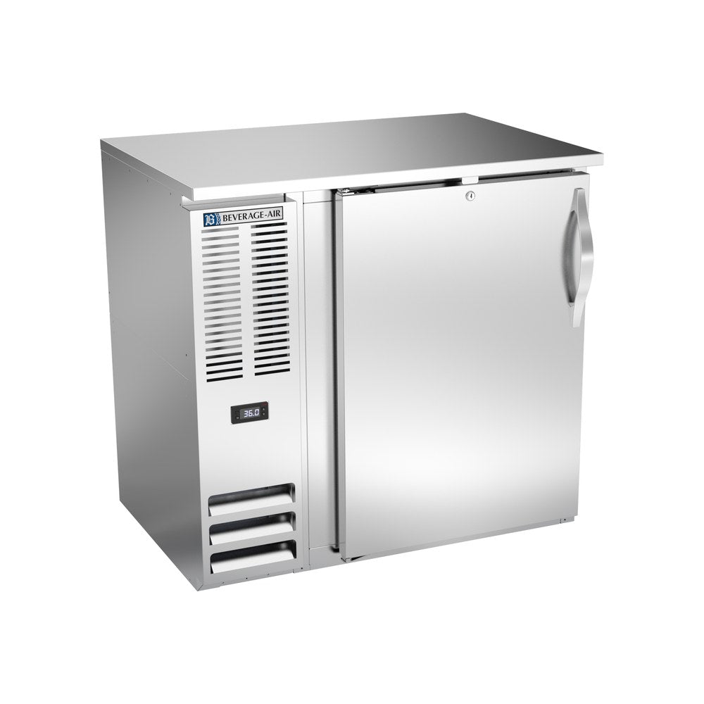 Beverage Air BBN36HC-S 36" one solid door back bar cooler, front view, door closed