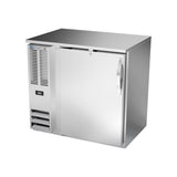Beverage Air BBN36HC-S 36" one solid door back bar cooler, side angle view, door closed