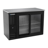 Beverage Air BBN48HC-F-GS-B 48" two sliding glass doors back bar cooler, front view, doors closed