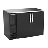 Beverage Air BBN48HC-F-PT-B 48" four solid doors back bar cooler, front view, doors closed