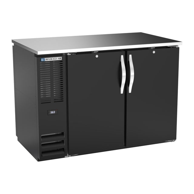 Beverage Air BBN48HC-F-PT-B 48" four solid doors back bar cooler, front view, doors closed