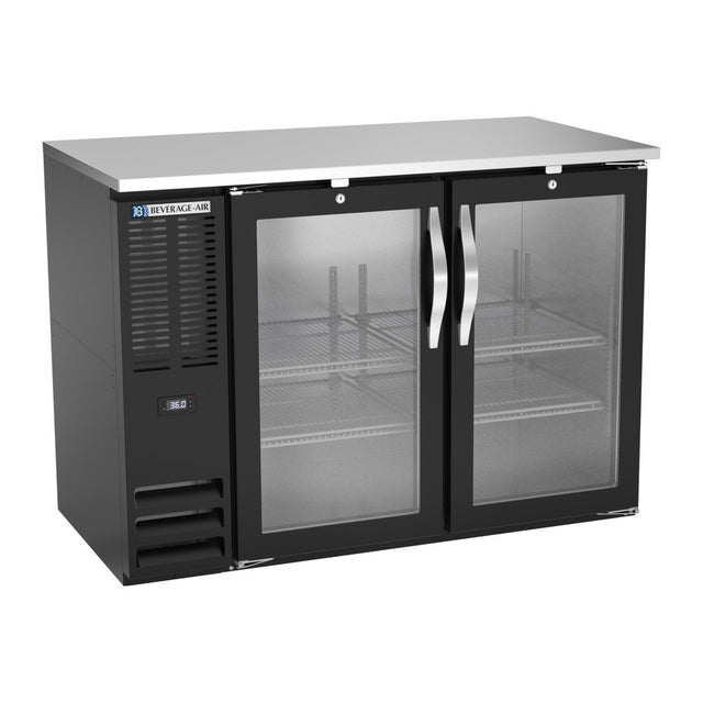 Beverage Air BBN48HC-FG-B 48" two glass doors back bar cooler, front view, doors closed