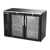 Beverage Air BBN48HC-FG-B 48" two glass doors back bar cooler, side angle view, doors closed