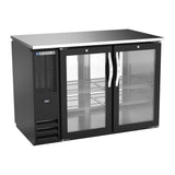 Beverage Air BBN48HC-FG-PT-B 48" four glass doors back bar cooler, front view, doors closed