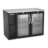 Beverage Air BBN48HC-G-B 48" two glass doors back bar cooler, front view, doors closed