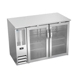 Beverage Air BBN48HC-G-S 48" two glass doors back bar cooler, front view, doors closed