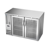Beverage Air BBN48HC-G-S 48" two glass doors back bar cooler, side angle view, doors closed