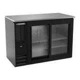 Beverage Air BBN48HC-GS-B 48" two sliding glass doors back bar cooler, front view, doors closed