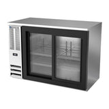 Beverage Air BBN48HC-GS-S 48" two sliding glass doors back bar cooler, side angle view, doors closed