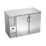 Beverage Air BBN48HC-S 48" two solid doors back bar cooler, front view, doors closed
