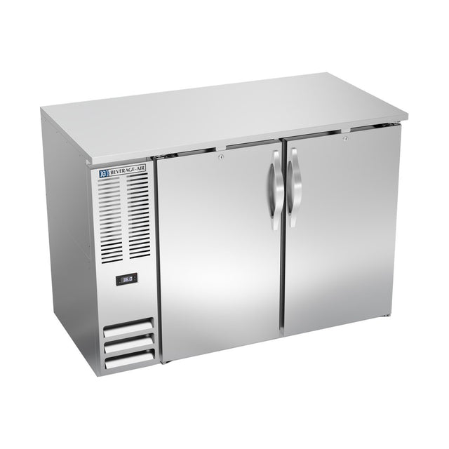 Beverage Air BBN48HC-S 48" two solid doors back bar cooler, front view, doors closed