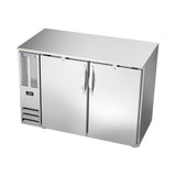 Beverage Air BBN48HC-S 48" two solid doors back bar cooler, side angle view, doors closed