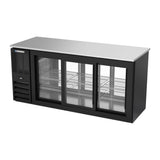 Beverage Air BBN72HC-F-GS-PT-B 72" six sliding glass doors back bar cooler, side angle view, doors closed