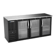 Beverage Air BBN72HC-FG-B 72" three glass doors back bar cooler, front view, doors closed