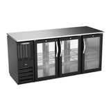 Beverage Air BBN72HC-G-PT-B 72" six glass doors back bar cooler, front view, doors closed