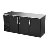 Beverage Air BBN72HC-PT-B 72" six solid doors back bar cooler, side angle view, doors closed