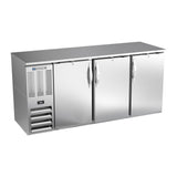 Beverage Air BBN72HC-S 72" three solid doors back bar cooler, front view, doors closed