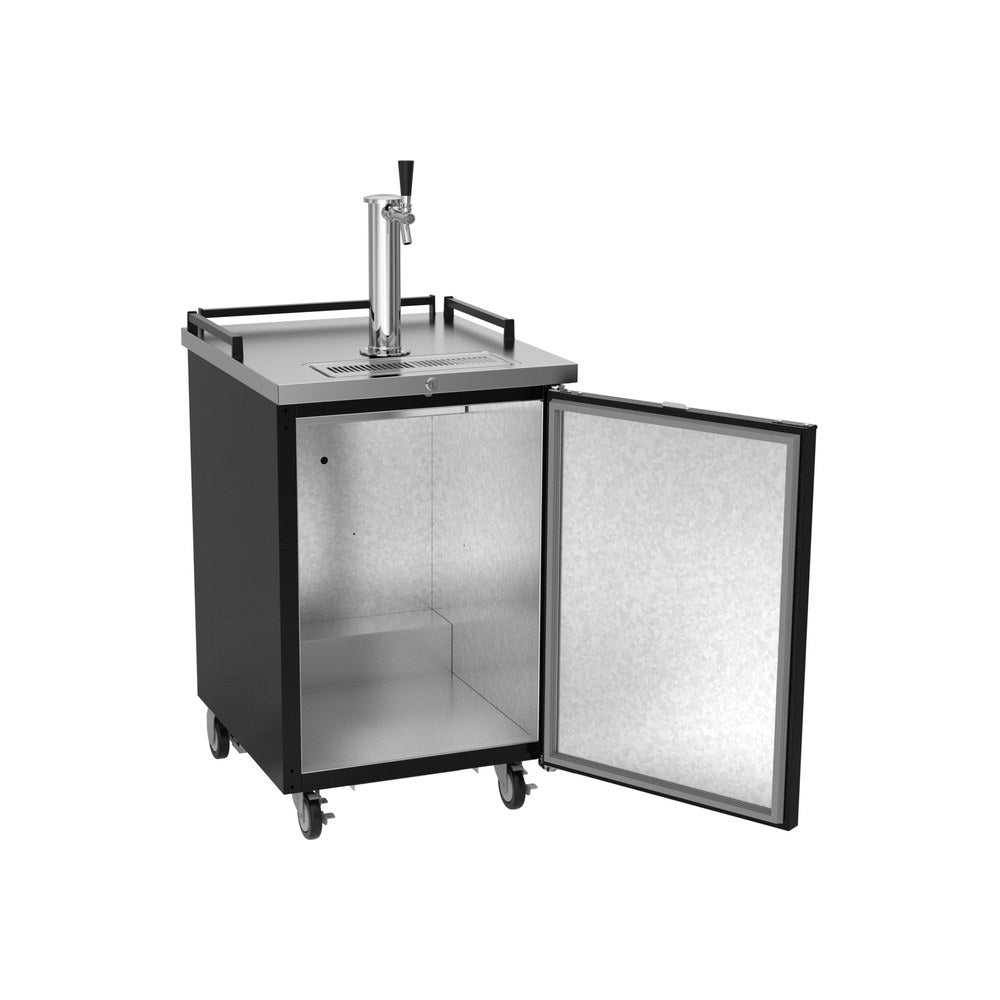 Beverage Air BM23HC-B 24" one solid door beer dispenser, with the door open showing the interior