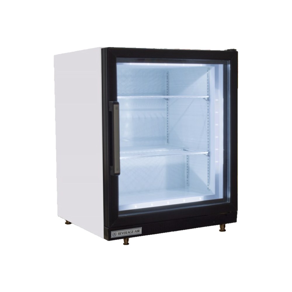 Beverage Air CF3HC-1-W 23-7/10" one glass door countertop freezer, front view, door closed