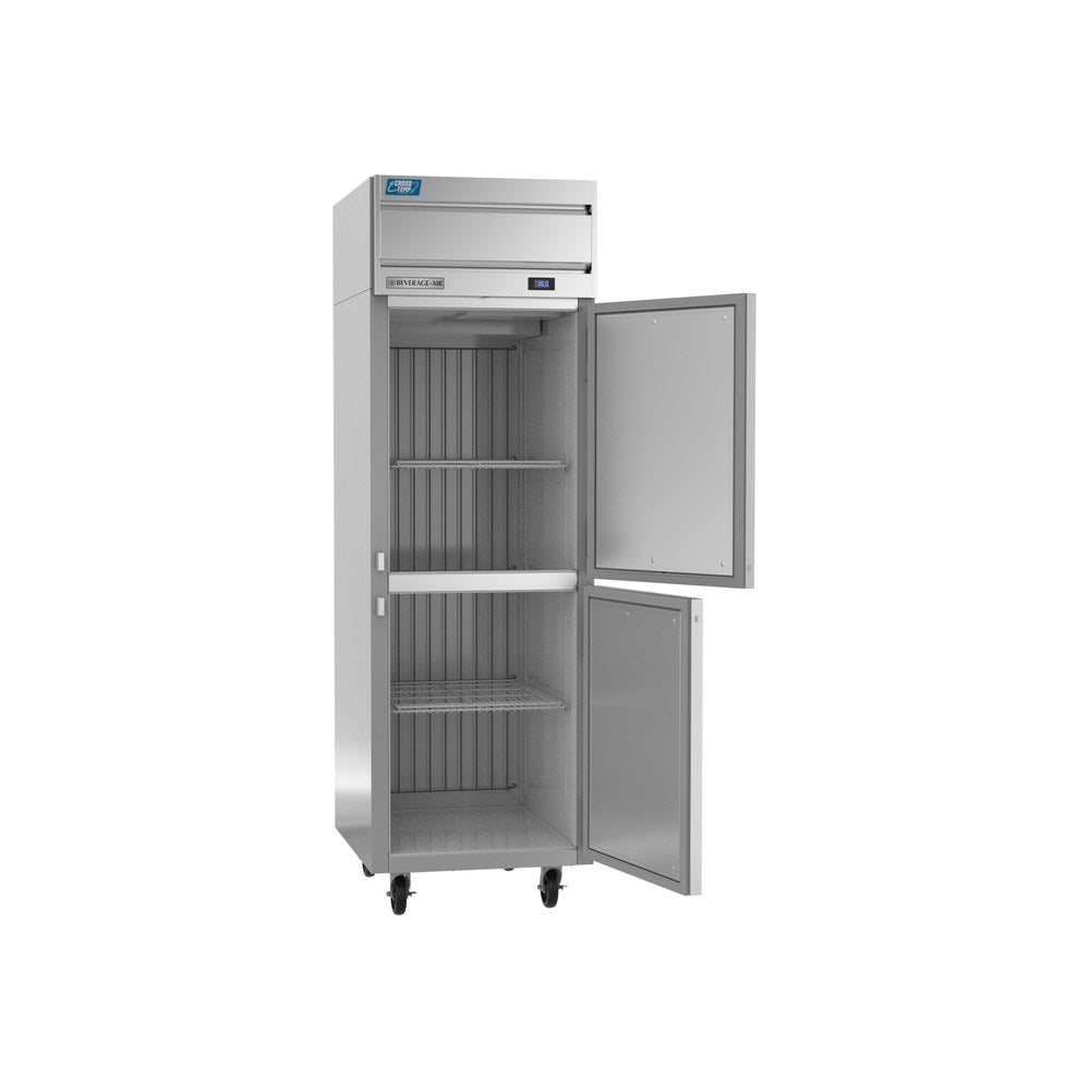 Beverage Air CT1HC-1HS 26" two doors convertible refrigerator/freezer, with the doors open showing the interior