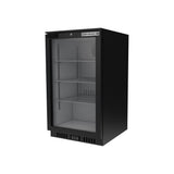 Beverage Air CT96HC-1-B 21-3/8" one glass swing door countertop merchandiser, side angle view, door closed