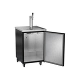 Beverage Air DD24HC-1-B 24" one solid door beer dispenser, with the door open showing the interior