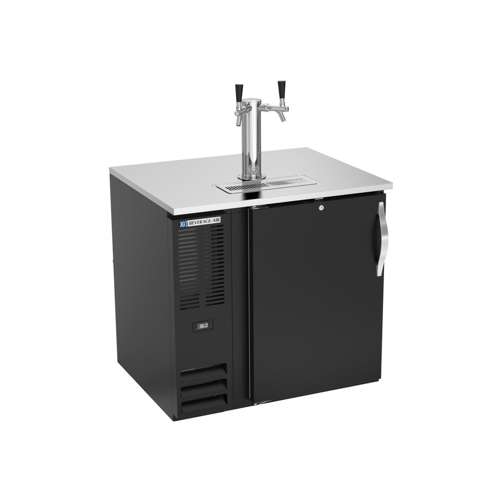 Beverage Air DD36HC-B 36" one solid door beer dispenser, front view, door closed