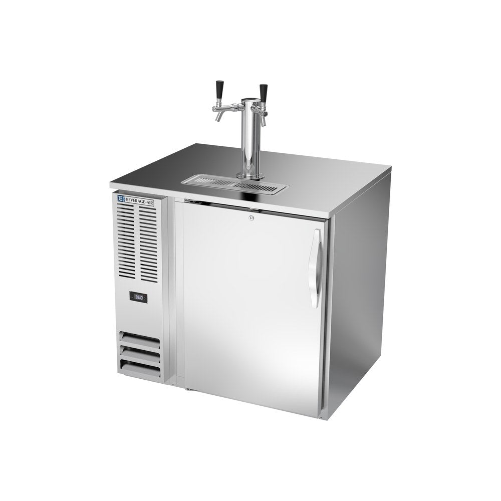 Beverage Air DD36HC-S 36" one solid door beer dispenser, side angle view, door closed