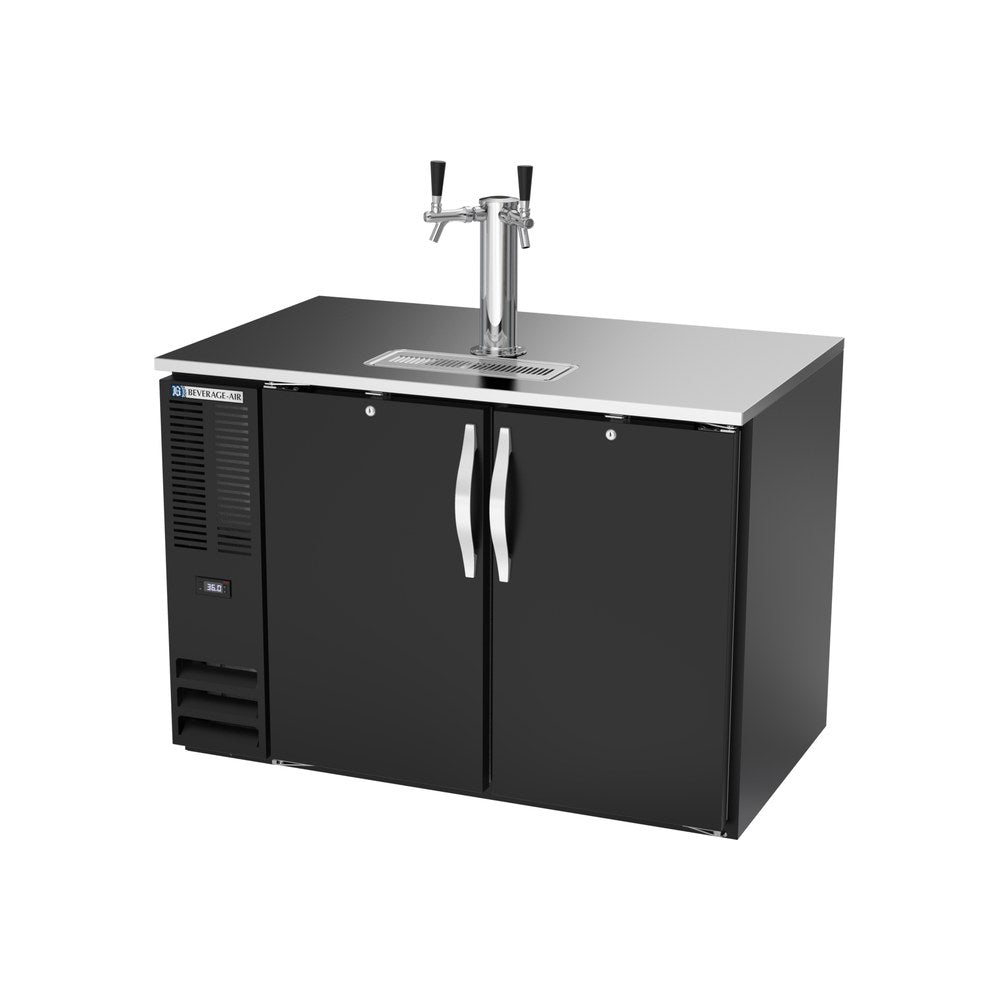 Beverage Air DD48HC-B 48" two solid doors beer dispenser, side angle view, doors closed