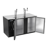 Beverage Air DD58HC-B 58" two solid doors beer dispenser, with the doors open showing the interior